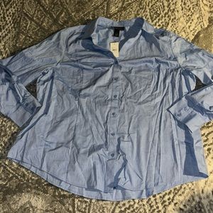 Lane Bryant blue button down top size 26 NWT